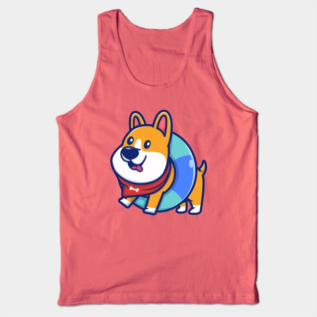 Cute Corgi With Swim Ring Tank Top by Catalyst Labs